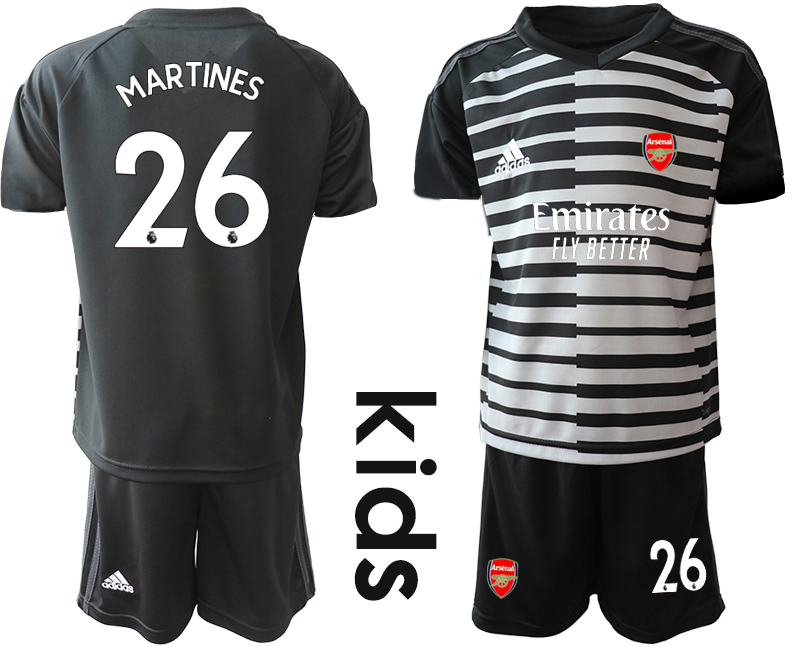Youth 2020-2021 club Arsenal black goalkeeper #26 Soccer Jerseys